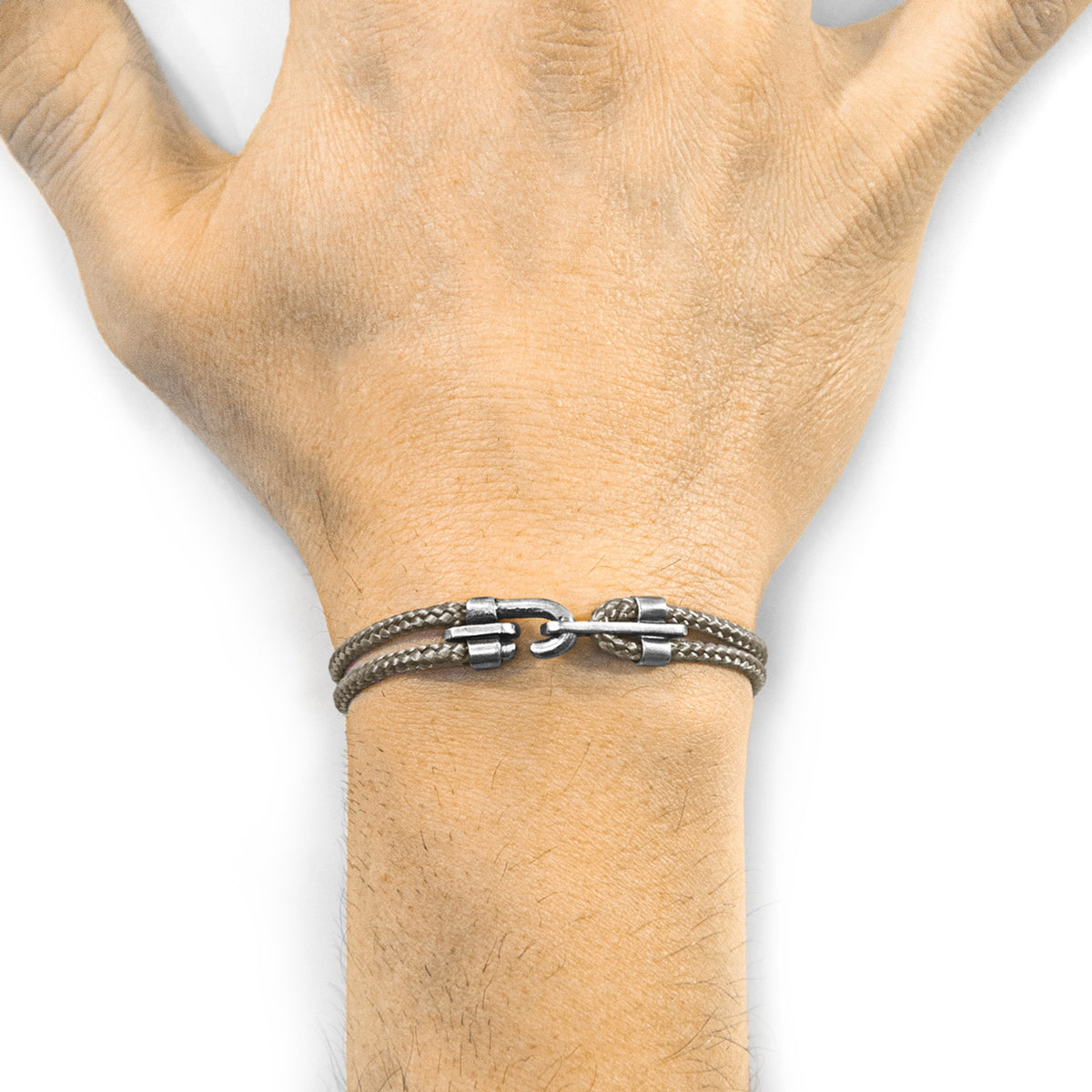 Canterbury Silver and Rope Bracelet - Sand Brown