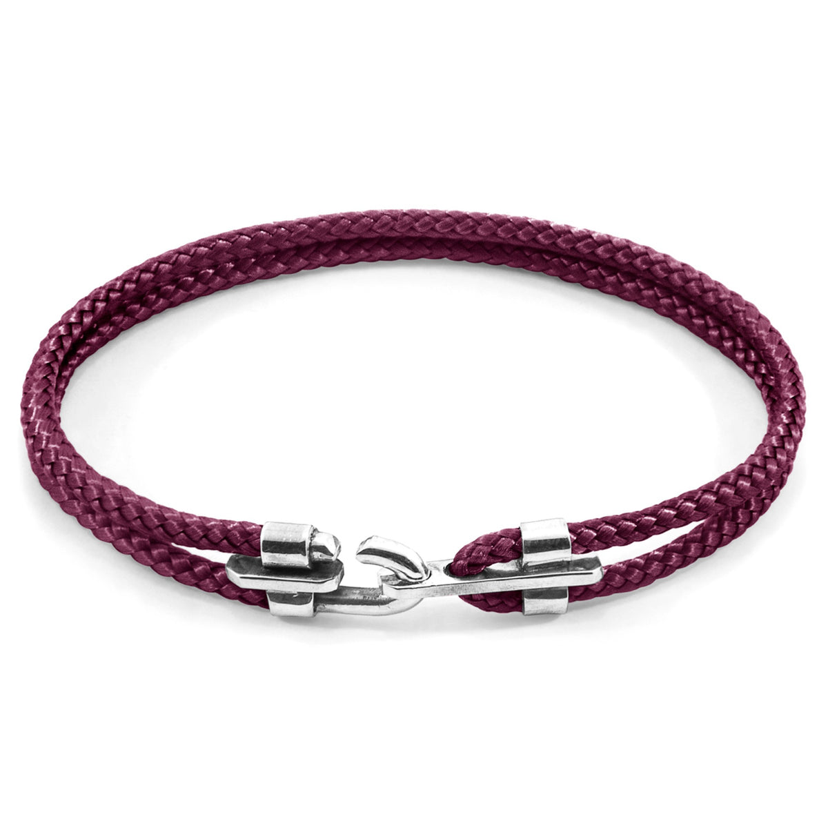 Canterbury Silver and Rope Bracelet - Aubergine Purple