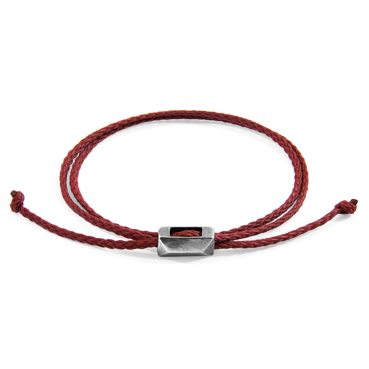 Edward Silver and Rope SKINNY Bracelet - Burgundy Red
