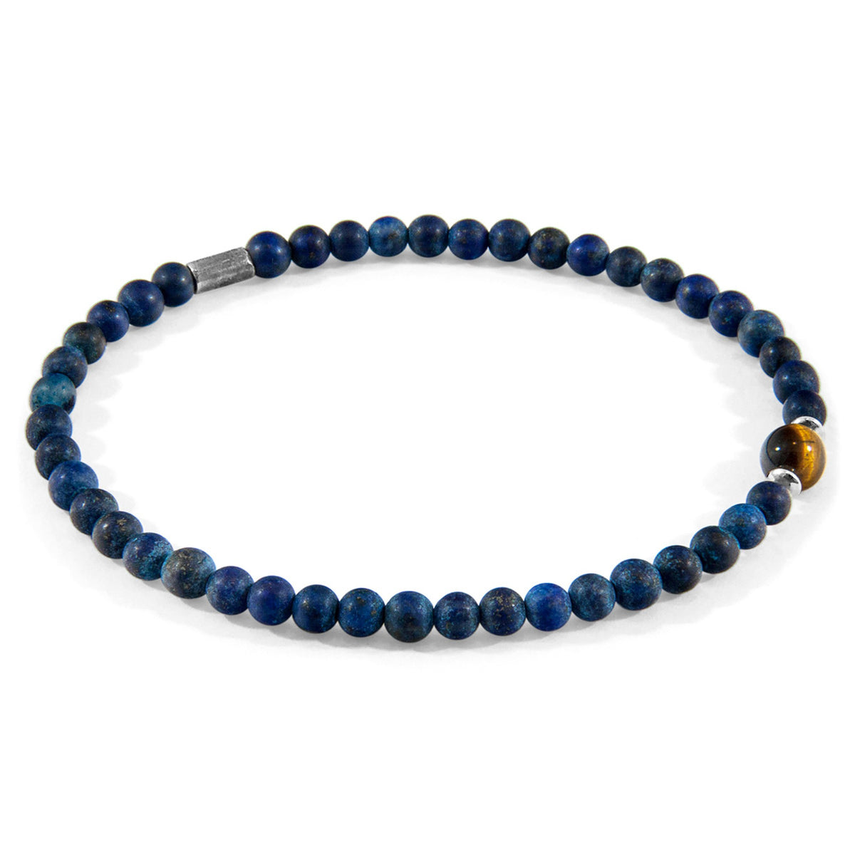 Walter Silver and Stone SKINNY Bracelet - Blue Sodalite and Brown Tigers Eye